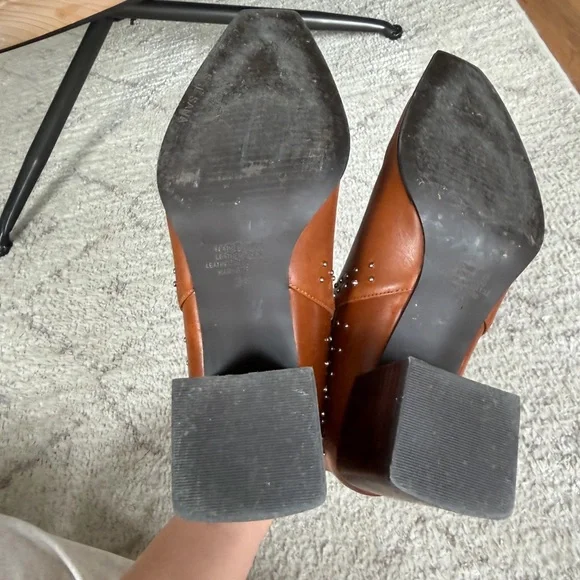 Sol Sana Cognac Leather Pointed Chelsea Booties with Studs - Picture 9 of 9